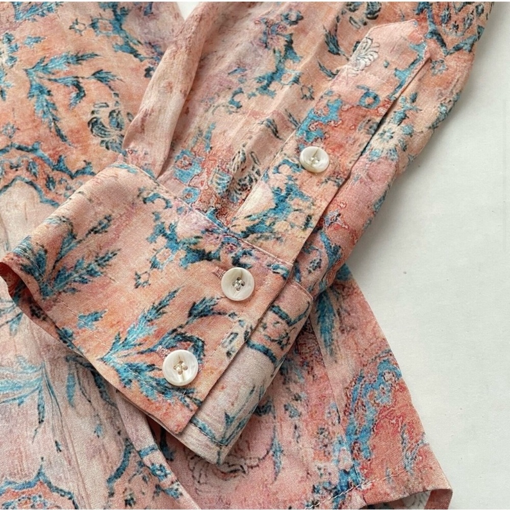 Peruvian Connection Liliana Button Down Shirt Size XL Vintage Inspired Print - Picture 5 of 8